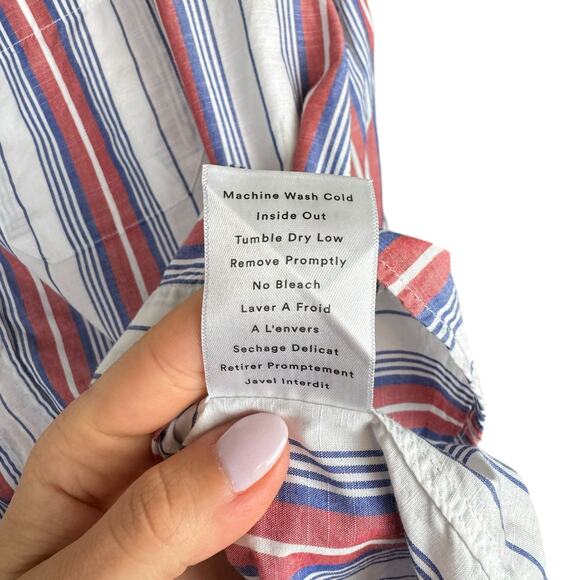 Grayson The Hero Red White Blue Stripe Long Sleeve Button Up Americana Shirt - Picture 15 of 16